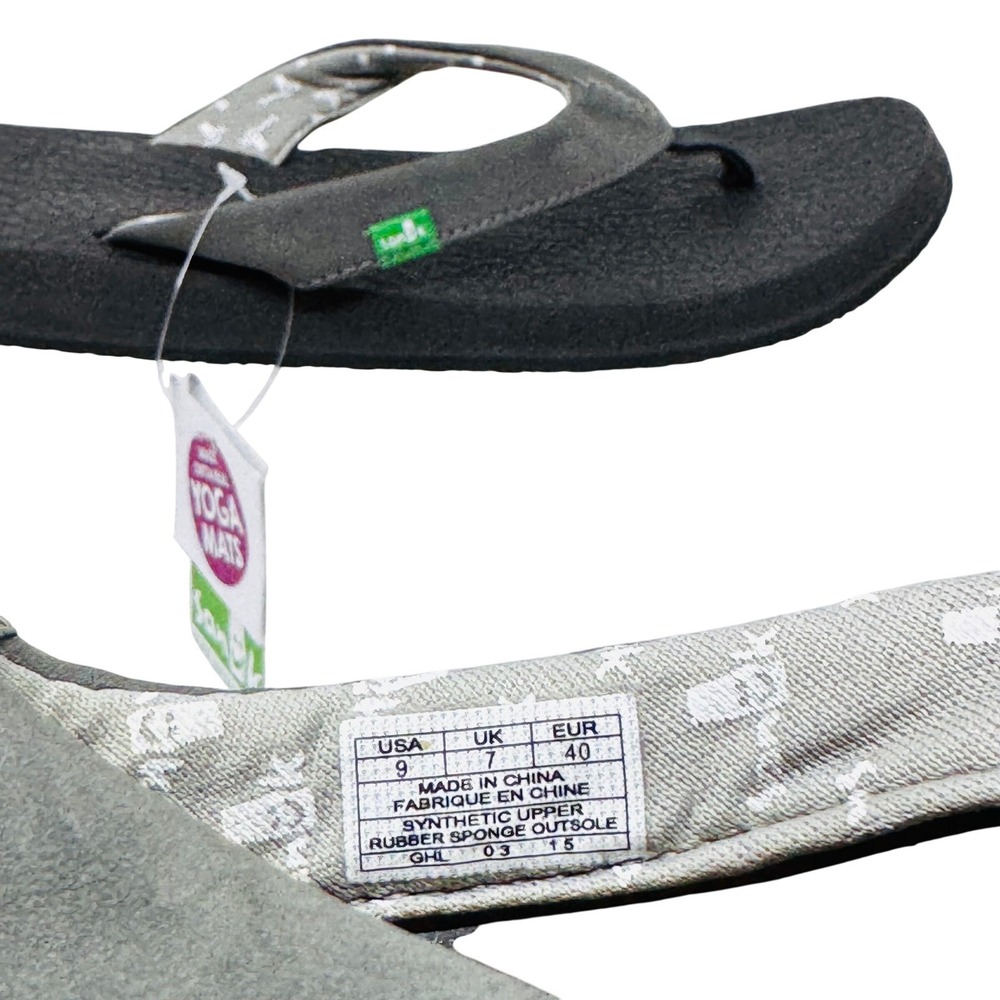 Sanuk Flip Flops Womens 9 Grey Yoga Serenity Thong Sandals Yoga Mat Footbed NEW - Picture 4 of 6
